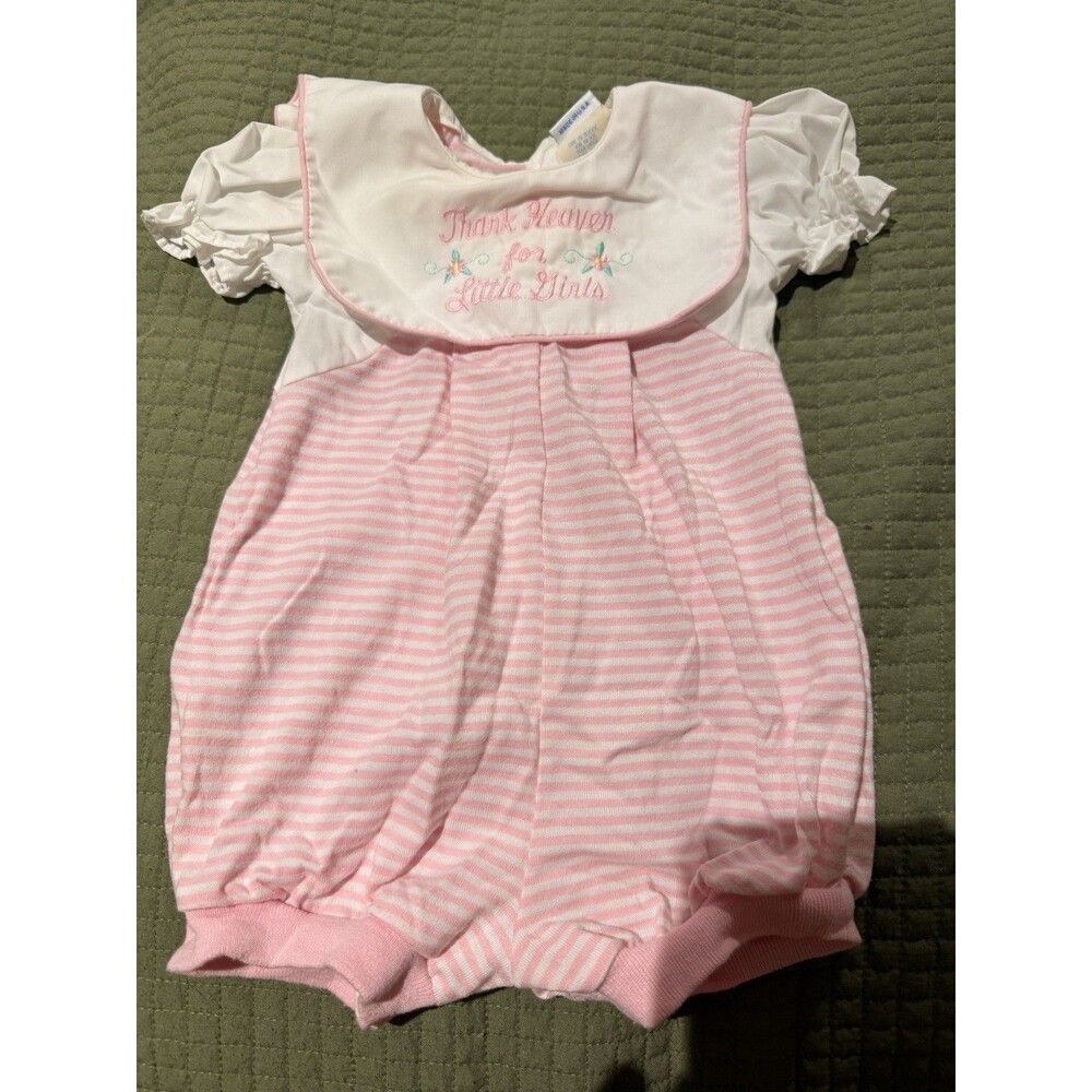 Vintage 80s 90s Baby Girl Romper 6M Thank Heaven Little Girls USA Sailor